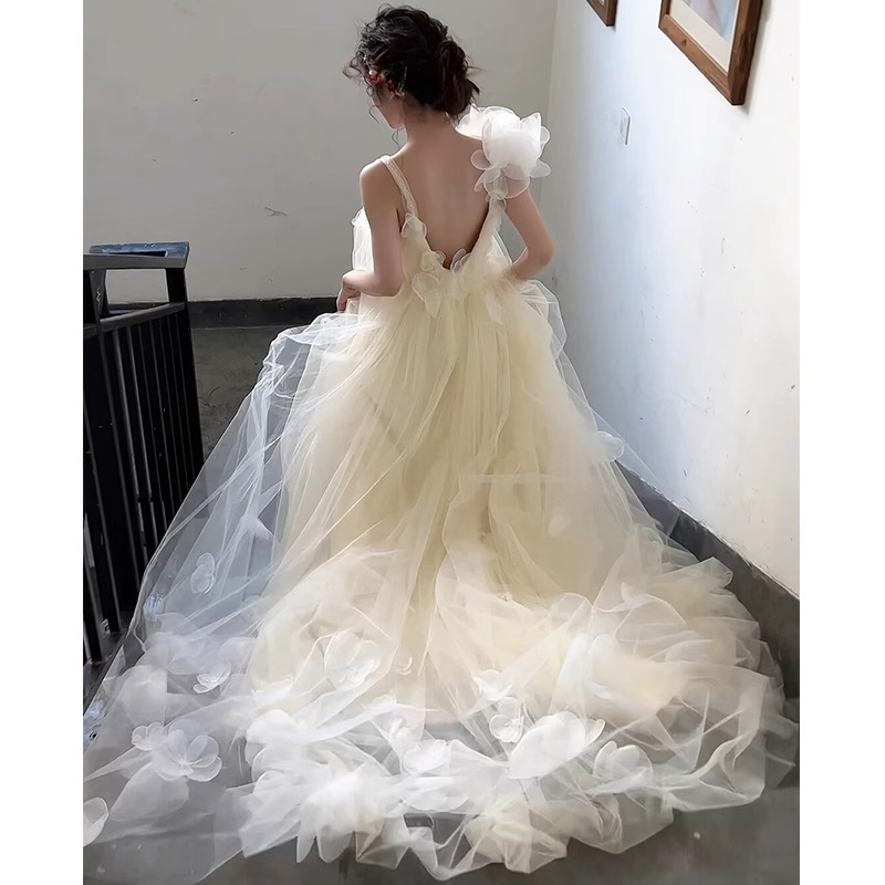 Bridal Wedding Morning Robe Fairy-Style Spaghetti Strap Korean Travel Photography Light Wedding Dress Fairy-Style Engagement Mini Dress Puffy Skirt