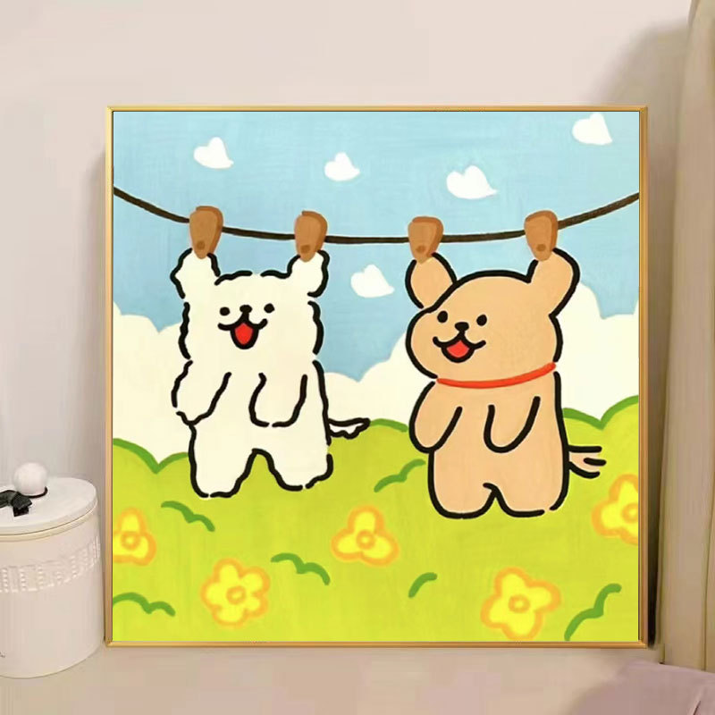 ライン子犬デジタル油絵 diy 手描き落書き漫画かわいい癒しの装飾メーカー卸売|undefined