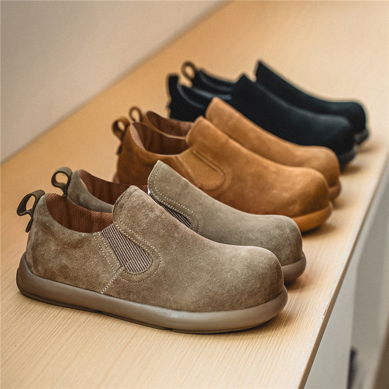 2025 primavera y verano de alta calidad transmisión en vivo de cuero de terciopelo anti-transpirable zapatos de hombre superligeros zapatos de pie Lefour zapatos de pedal para hombre