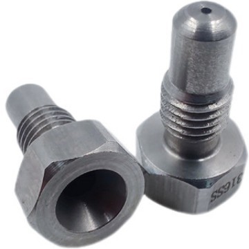 不锈钢长尖头水针喷嘴 液柱流直线喷嘴洗车机柱状高压清洗喷头