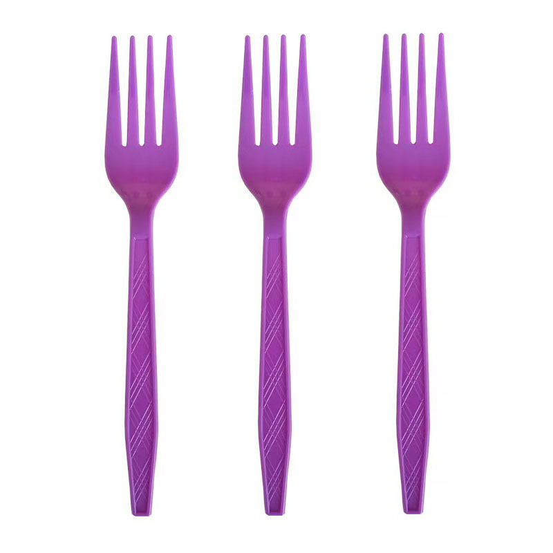 25 piezas transfronterizas Amazon PS desechable de plástico cuchillo, tenedor y cuchara vajilla de tres piezas conjunto de banquete de la torta del partido