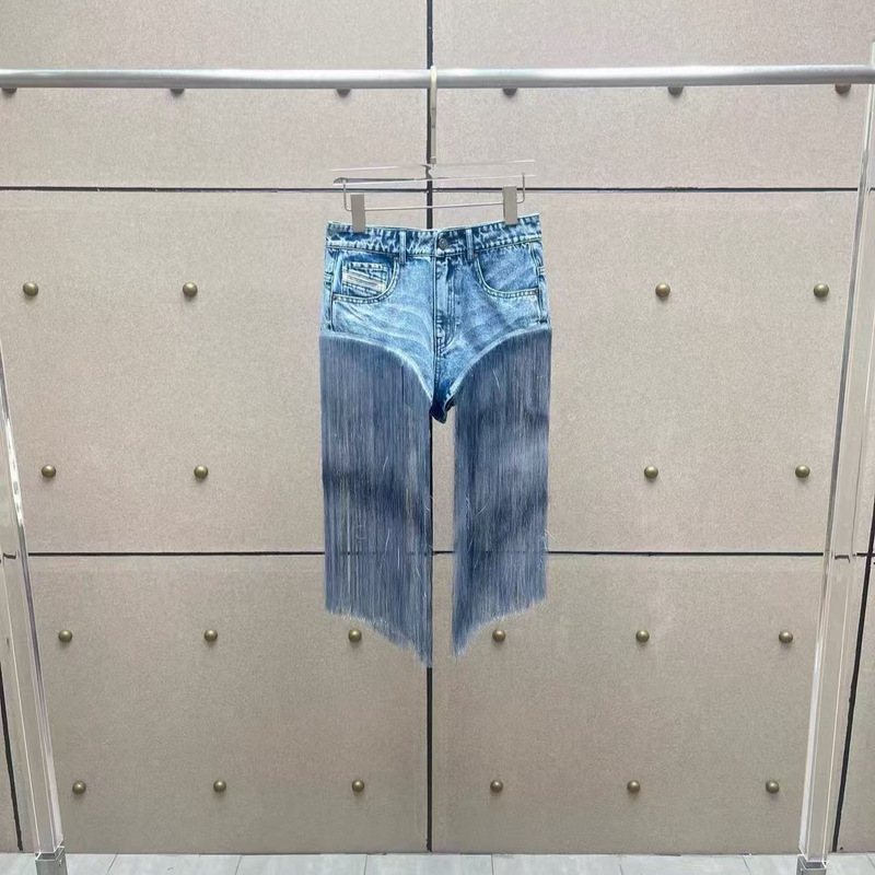 2025 Summer Fashion Slim Design Niche Tassel Splicing Heavy-Duty Denim Shorts Hot Girl Style