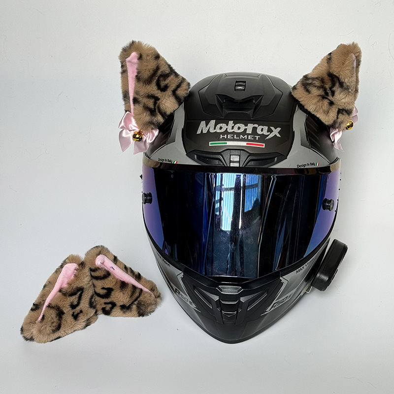 Helmet decoration cat ear Sexy Beast ear motorcycle battery car helmet accessories plush bell ear pink ear decoration