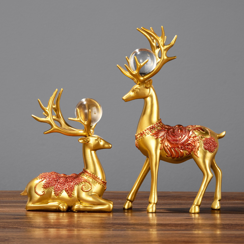 Wholesale new Chinese lucky deer resin ornaments living room wine cabinet porch decorations crafts housewarming new house gifts Wholesale new Chinese lucky deer resin ornaments living room wine cabinet porch decorations crafts housewarming new house gifts