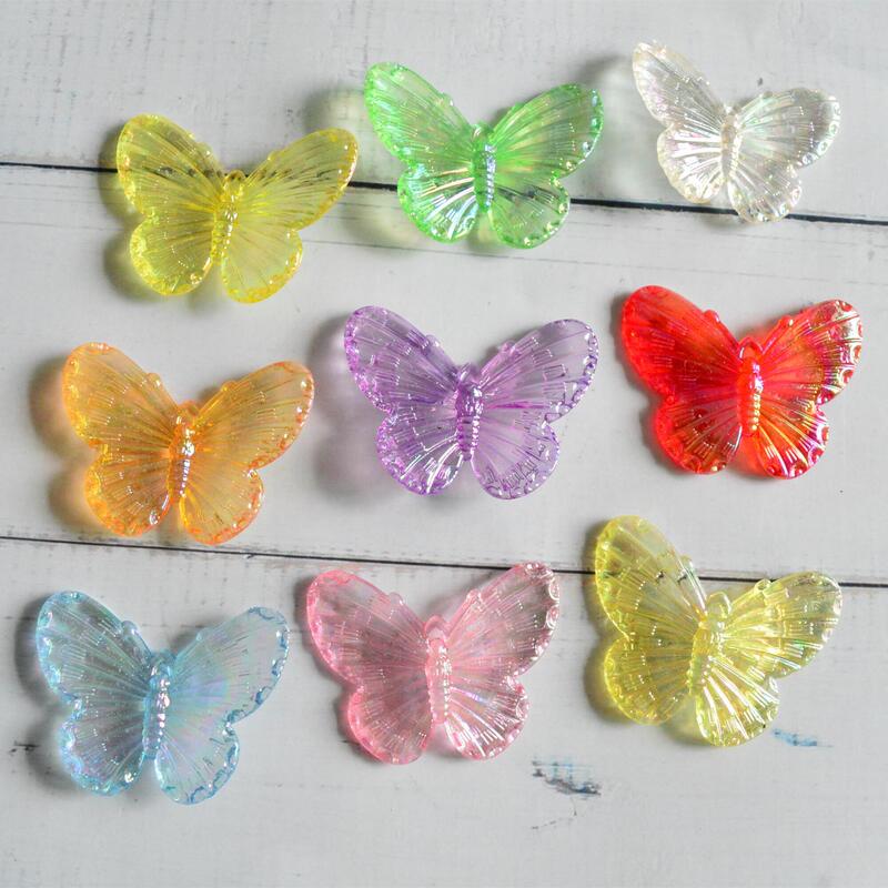 Colorful Acrylic Tuming Stereo Butterfly Pendant DIY Handmade Beaded Color-Plated Butterfly Necklace Mobile Phone Chain Accessories