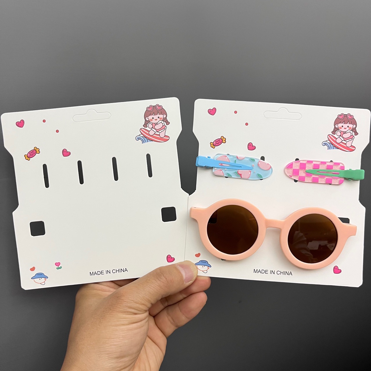 一张~儿童眼镜包装卡片发饰发夹太阳墨镜套装卡纸手工diy配件卡头