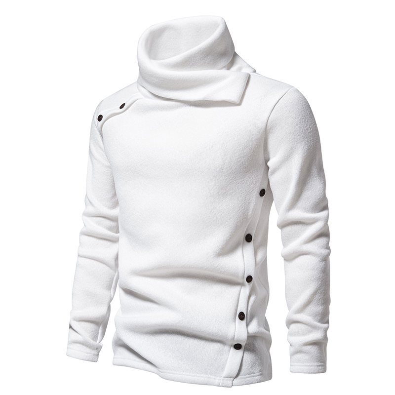 Pull tricoté de style américain pour homme, nouvelle collection automne et hiver, couleur unie, col montant_voghion.com
