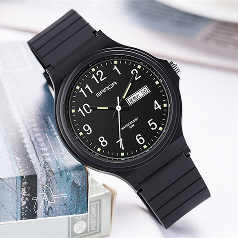 Sanda nuevo doble calendario electrónico de cuarzo reloj de mujer personalizado creativo hombres y mujeres 6060 reloj de una pieza al por mayor