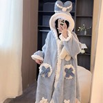 睡袍长款学生女加厚加绒爆款情侣家居服毛绒出门睡衣宽松套装
