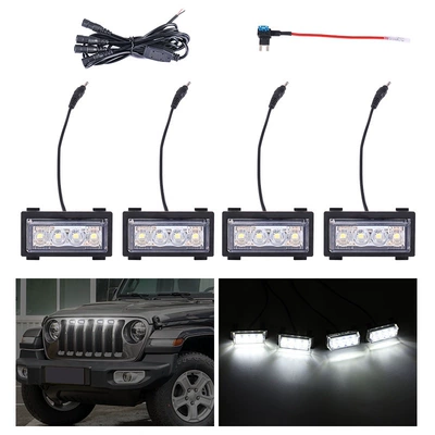 Suitable for Jeep Wrangler Jl18-23 Model Year Dedicated Front Grille Small Yellow Light Seven-Color App Rgb Daytime Running Light (Gündüz işıqları) - one-to-four-white-shell-white-light