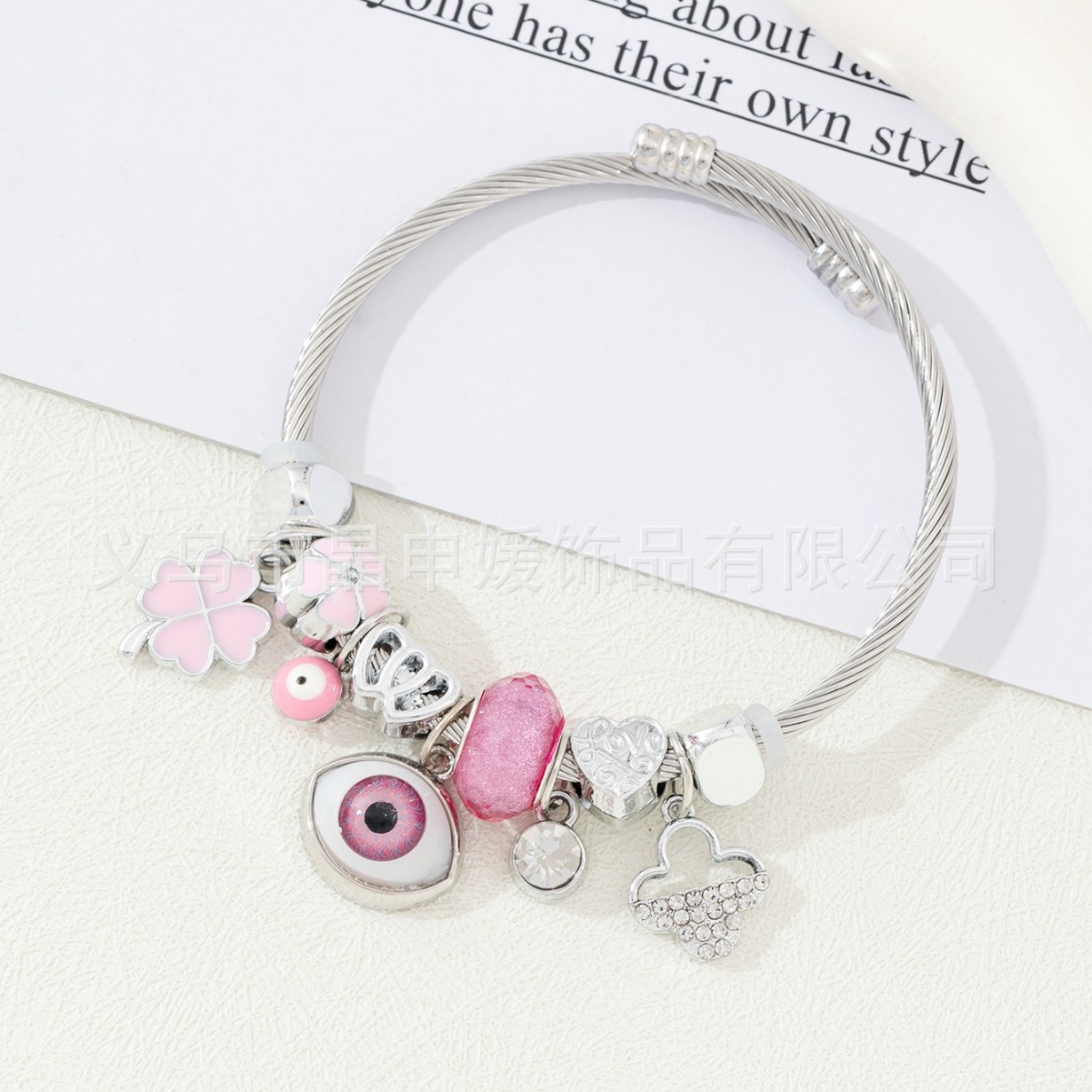 Brazalete Pan Jia, brazalete de explosión transfronteriza, diamante de diamante, ojo del demonio, mano de Dios, joyas de moda de amor de cuatro hojas image 1