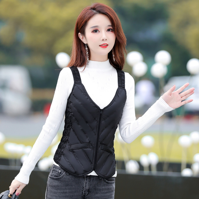 2025 Autumn and Winter Lightweight down Vest Women's Fashion Vest New Inner Wear Vest White Duck down Jacket Women's Trendy