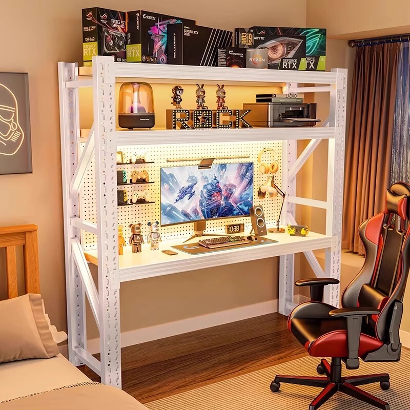货架电脑桌升降电竞书桌子快递出租屋家用床边工作台收纳置物架子|undefined