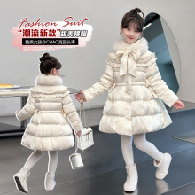 2025新款女童羽绒棉服洋气韩版公主裙摆棉袄中大童洋气棉衣外套潮