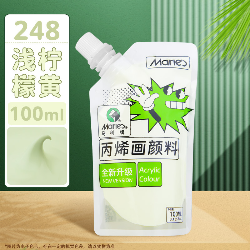 Pintura acrílica Marley en bolsa, paquete de recarga de 100 ml, juego de acrílico sin formaldehído para estudiantes de arte, graffiti, resistente al agua