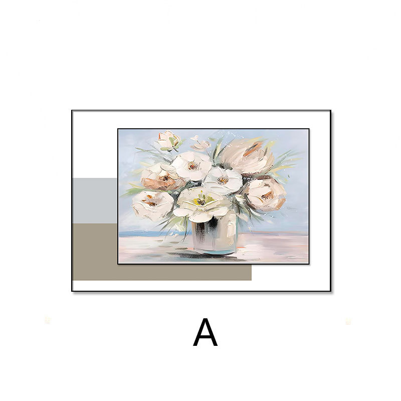 Pintura de decoración de restaurante, flores de lujo ligeras, micro tallado tridimensional, pintura colgante, mesa de comedor, mural, pasillo, dormitorio, pintura decorativa individual