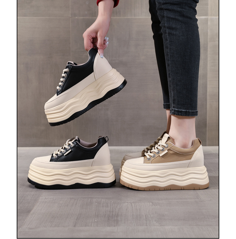 Giày sneaker nữ đế dày độn cao bên trong phiên bản cơ bản dễ phối — Màu đen chi tiết 20