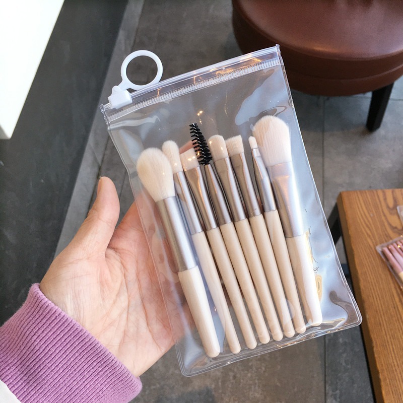 Pequeño conjunto de cepillo de maquillaje Cangzhou de 8 piezas para principiantes portátil cepillo de sombra de ojos de pelo suave cepillo de base cepillo de blanqueador herramientas de maquillaje