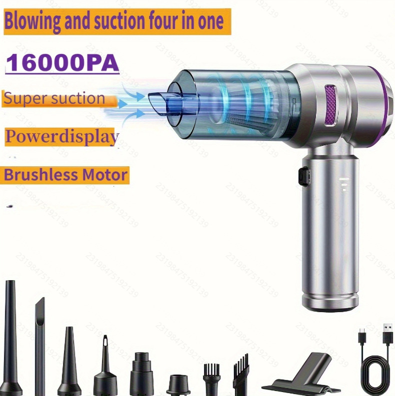 Car Vacuum Cleaner Brushless Super Suction Blowing and Suction All-In-One Car Home Multi-Purpose Handheld Cleaning Dust Removal Small Dust Blowing