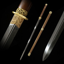 龙泉市刀剑花纹钢唐剑双手长剑一体宝剑冷兵器硬剑武术收藏未开刃