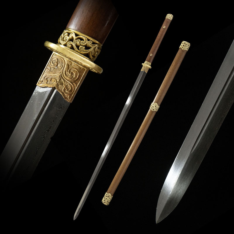 龙泉市刀剑花纹钢唐剑双手长剑一体宝剑冷兵器硬剑武术收藏未开刃