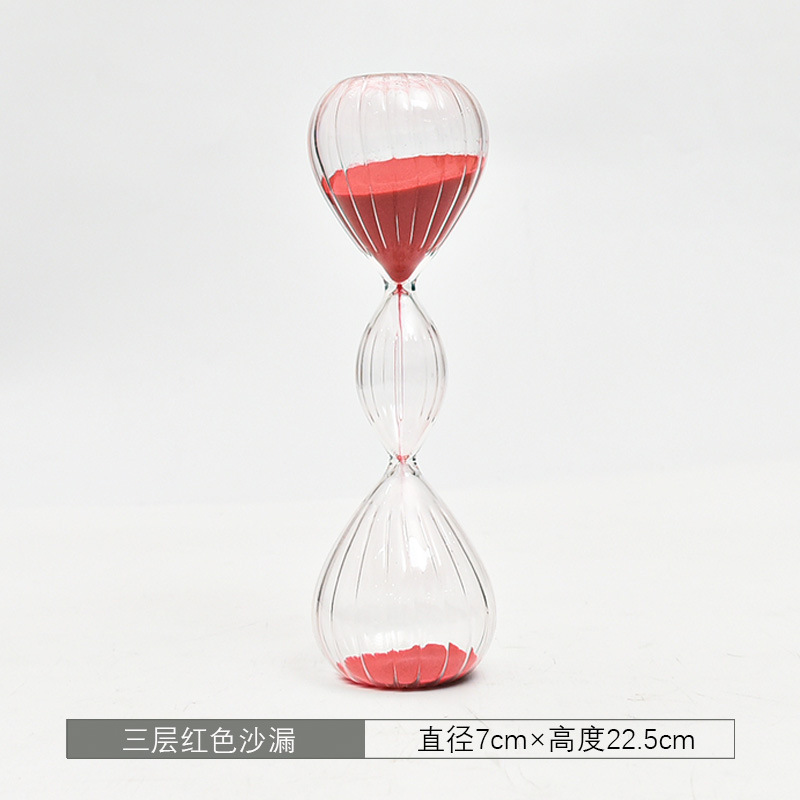 Creativo de cristal reloj de arena de tres capas rayas reloj de arena temporizador personalidad Nordic decoración del hogar fábrica al por mayor