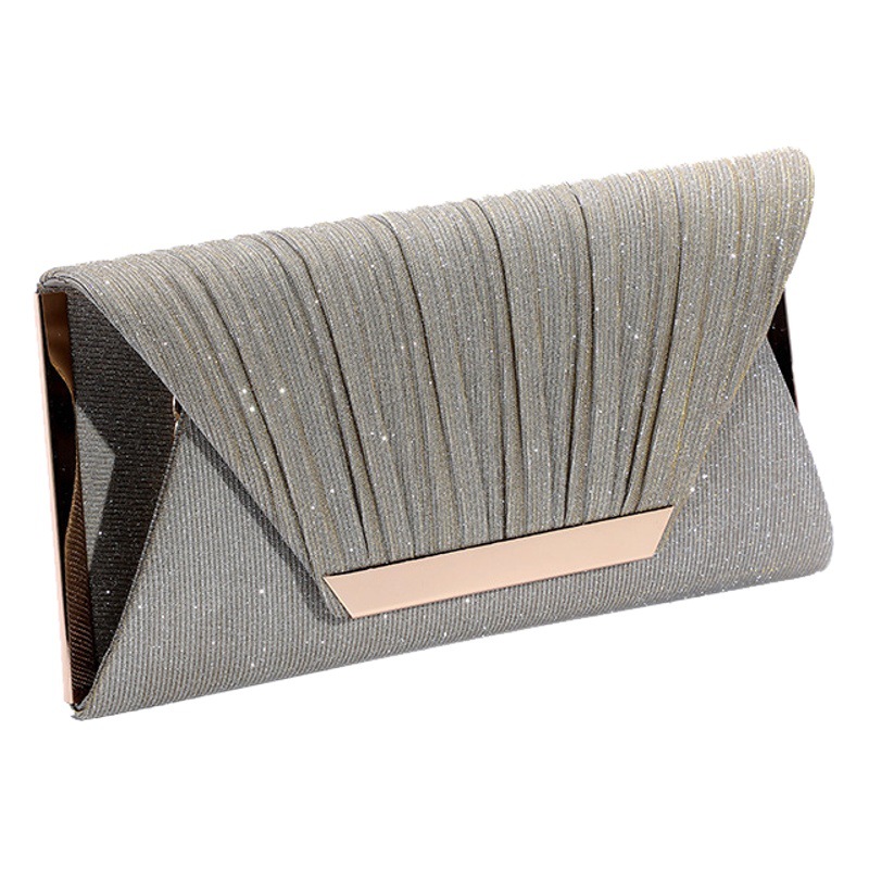 Dress Evening Bag Trendy Women's Casual Pleated Sequin Bag Clip Evening Bag Hand-Held Shoulder Crossbody Chain