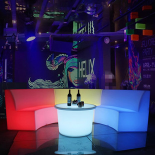Bar creative led light-emitting coffee table curved sofa stool card holder table and chair combination net red light-emitting furniture stool