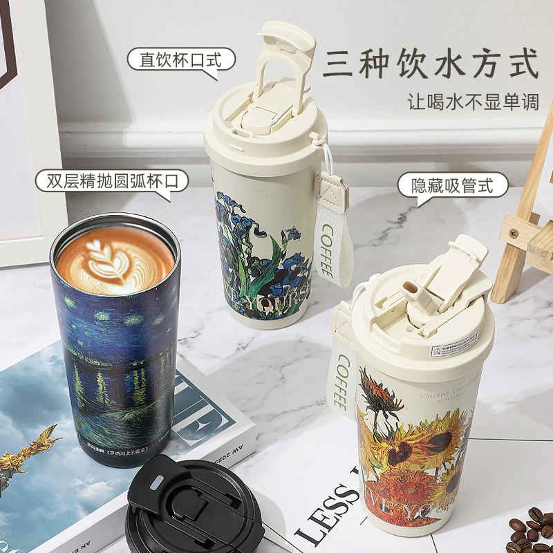 Creative high quality coffee capacious glass stainless steel, handheld tea cup