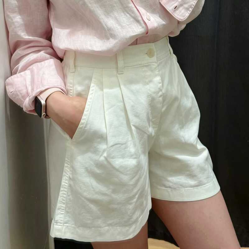 Women's linen-cotton shorts/pants 26 spring-summer new lightweight breathable casual straight-leg pants knee-length pants R482170