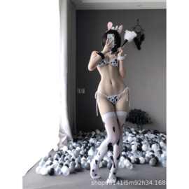 情趣内衣女性感诱惑可爱奶牛三点式角色扮演激情套装2389