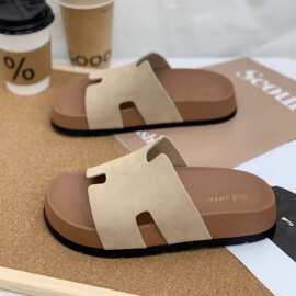 仙女风厚底一字H拖鞋女2025年新款复古百搭舒适高级感沙滩凉拖鞋
