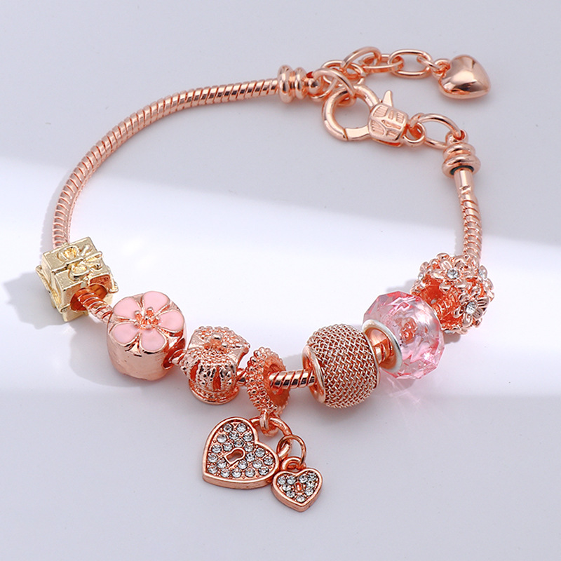 golden copper fuchsia bracelet with zircon