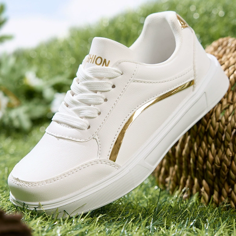 2025 весна новые универсальные популярные студенческие белые туфли женские летние спортивные плоские повседневные туфли на толстой подошве для увеличения роста