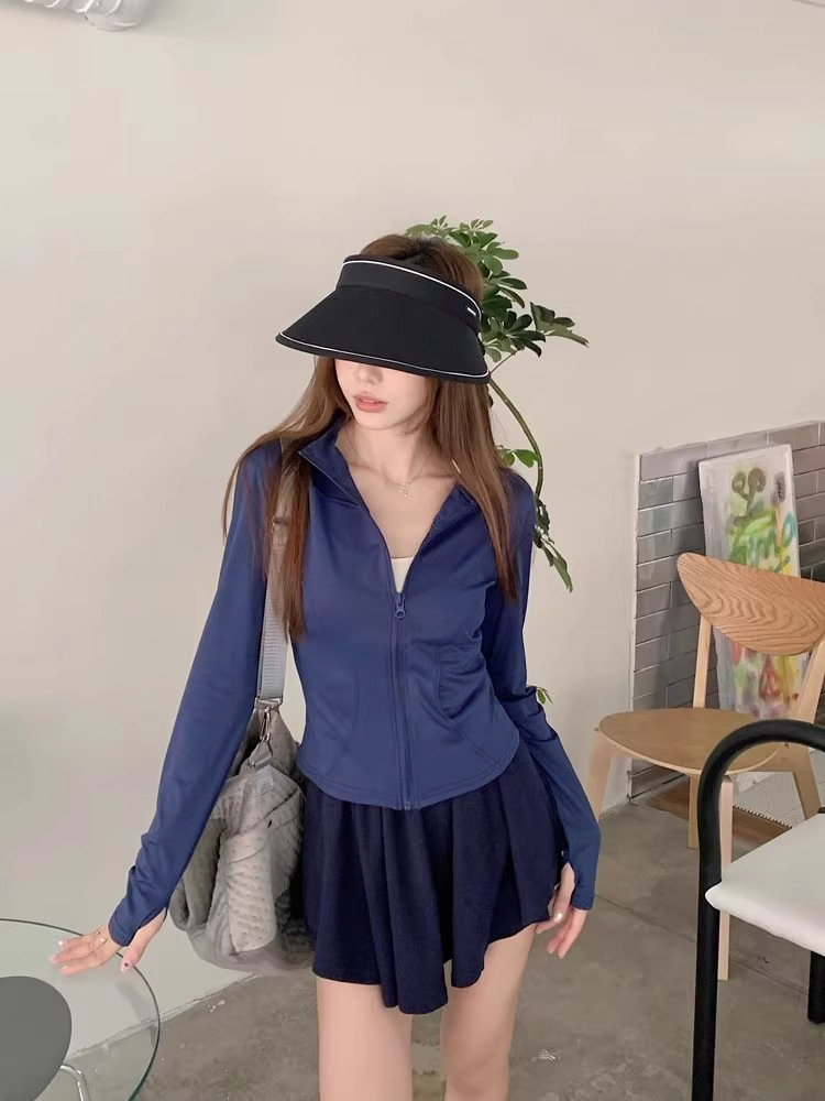 Windproof Slim Yoga Clothes Women's Stand-up Collar Zipper Sports Top Fitness Clothes Women_desvips.com