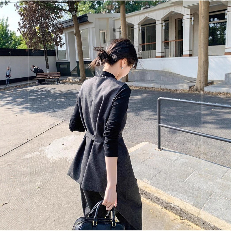 初秋穿搭高级感套装女设计感小香风马甲阔腿裤气质盐系轻熟三件套|undefined