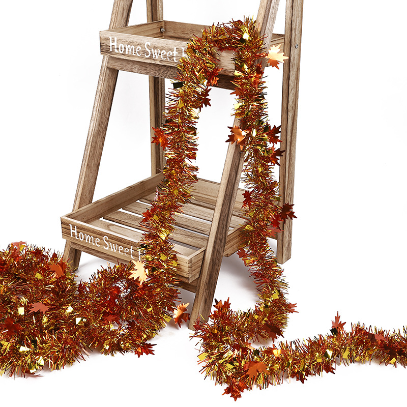 Festival de otoño del Amazonas transfronterizo lugar diseño rayas de color decoración de Acción de Gracias cinta de color Garland Golden Maple Leaf rayas de lana