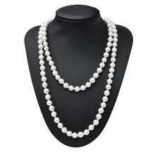 现货20s女士舞会派对玻璃打结珍珠项链长短项链新娘婚礼珠宝配饰