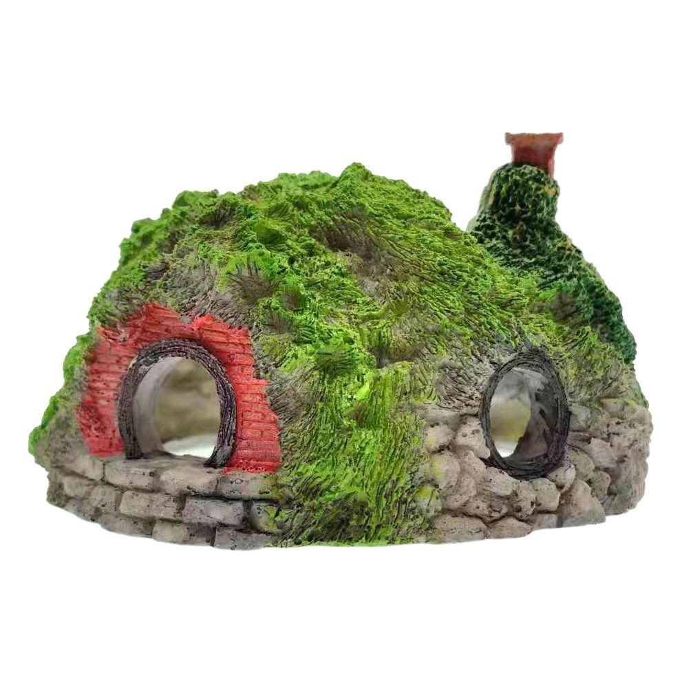 Decoración de paisajismo para acuarios, muy vendida en el extranjero, casa de paja de resina, simulación de cabaña de paja, artesanías y adornos acuáticos