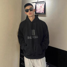 巴黎高版本男士卫衣纯棉连帽衫 潮牌B家上衣字母印花潮流男女卫衣
