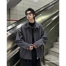 AEKS男装AK-385新款春秋宽松纯色夹克男士韩版休闲简约翻领外