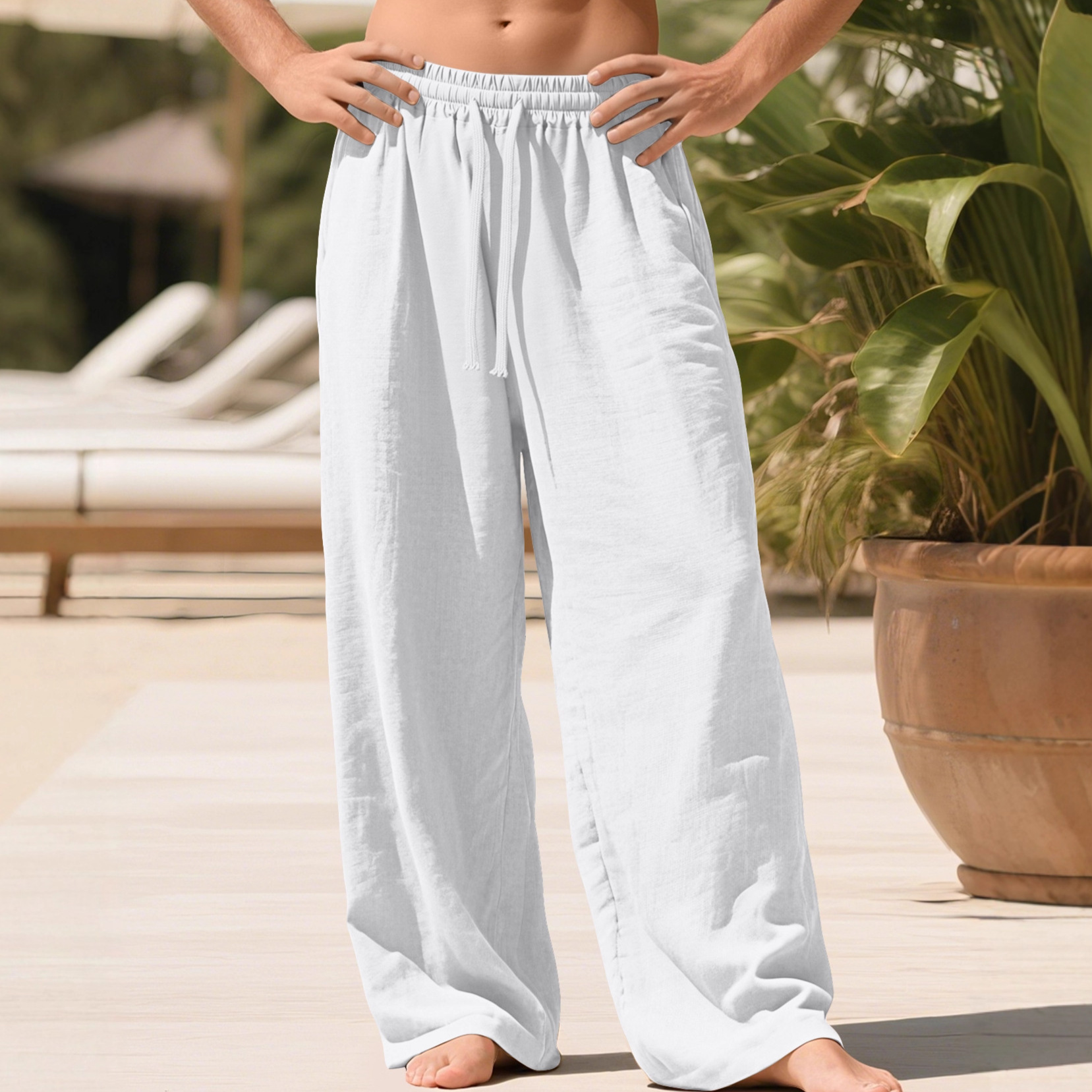 Transfronterizo TK Amazon spot nuevo otoño hombre europeo y americano de color sólido suelto rápido algodón seco rectas pantalones casuales