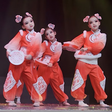 萱紫雪元旦儿童喜庆演出服太平鼓剧目舞蹈服中国风开门红表演服装