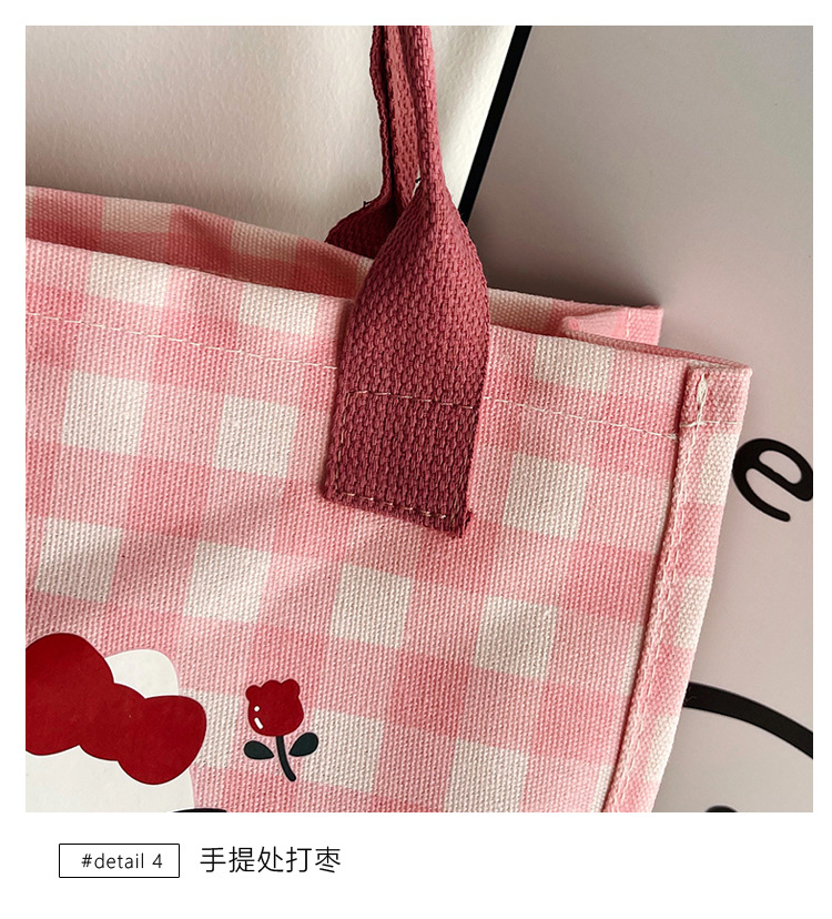 Cute cartoon cat canvas bag 2025 new style large-capacity simple and convenient tote bag with fashionable printing undefined