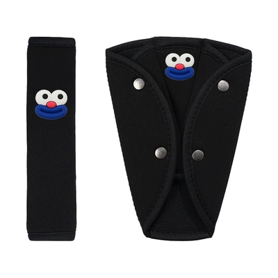 seatbelt shoulder pads for — Seat belt shoulder pad - ice-silk-black-shoulder-pads-with-blue-large-mouth-design-set-of-two