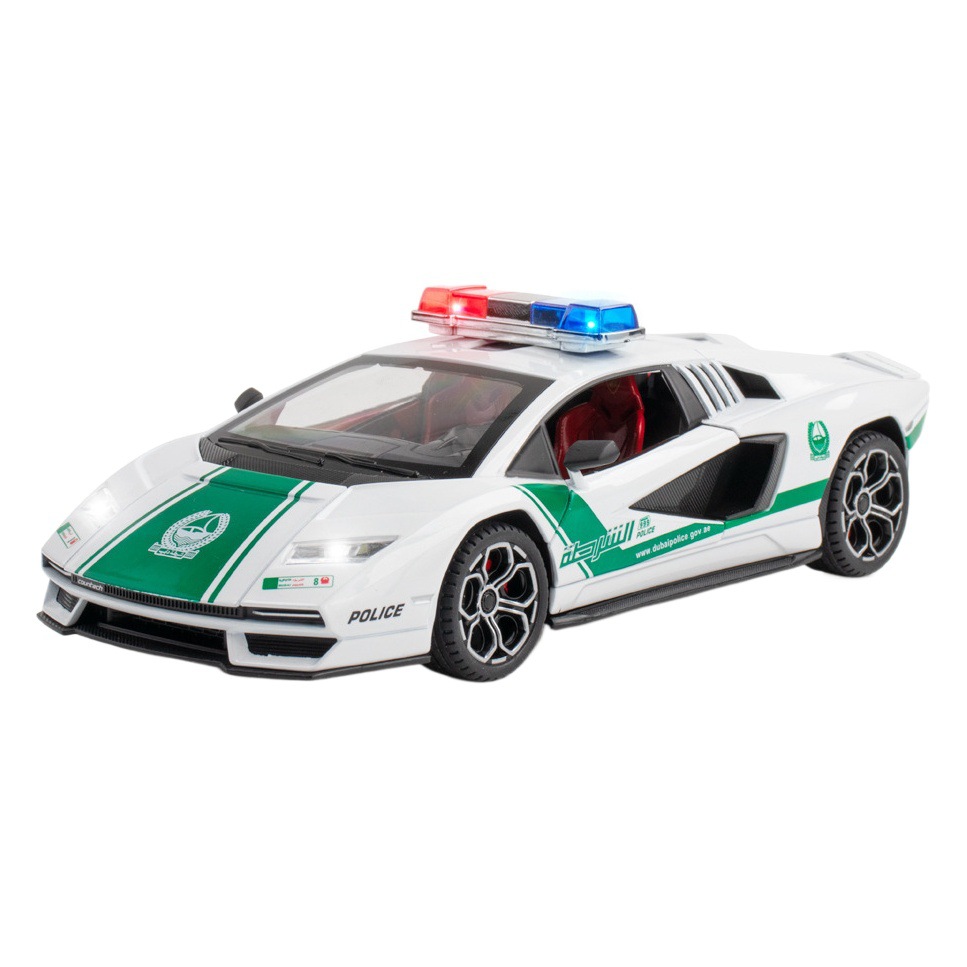 Modelo de coche de aleación Dubai 1:24 Rambo Medio Oriente versión policía coche sonido y luz tire volver niño juguete coche modelo decoración colección