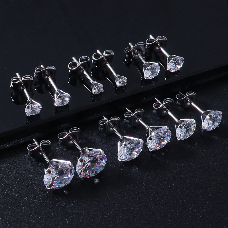 1 Piece Vintage Style Solid Color Stainless Steel Ear Studs display picture 2