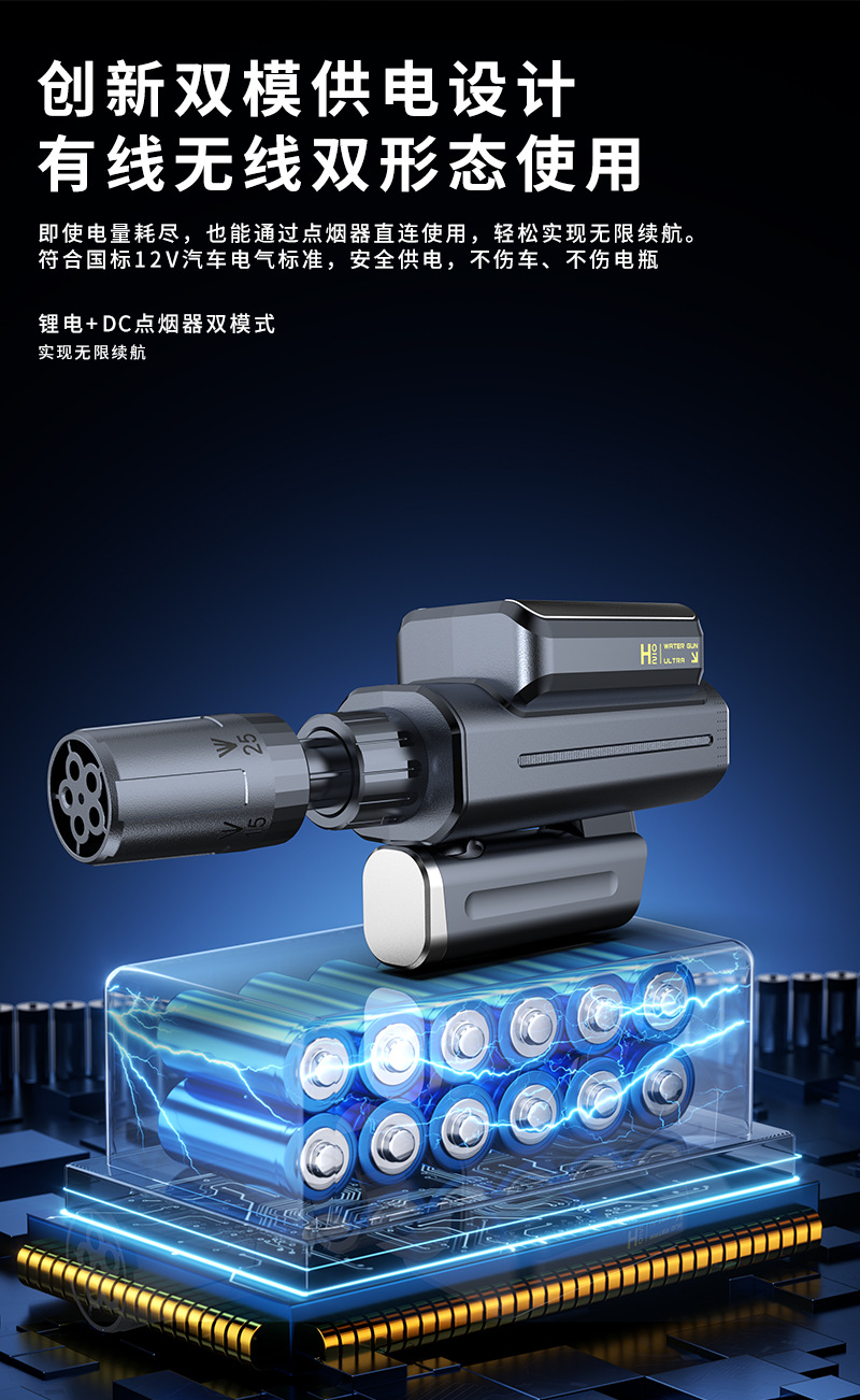 Handheld wireless high-pressure water gun for car and home use, powerful water gun, mineral water bottle portable lithium battery car washer