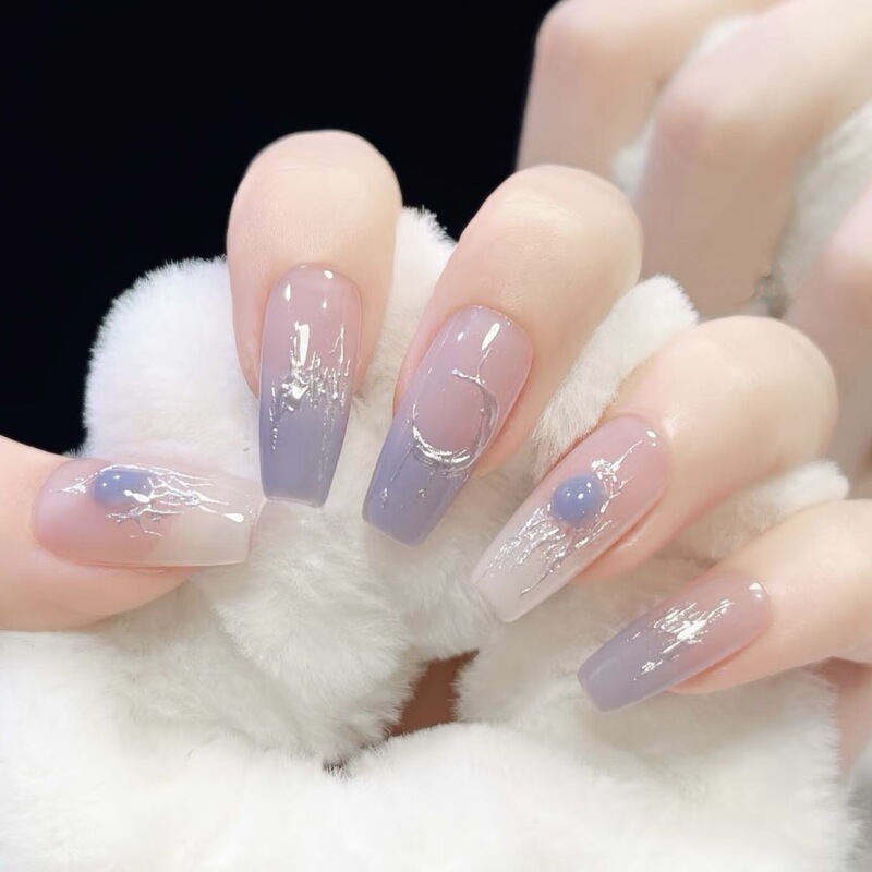 Purple Cat's Eye Fairy Romantic Long Wearing Armor White Super Nice Gold Nail Patch