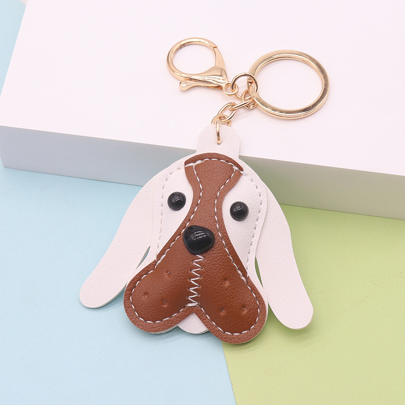 クリエイティブレザー子犬キーホルダーかわいい漫画フレンチブルドッグハイエンド絶妙なバッグペンダントアクセサリー小さなギフト|undefined